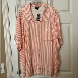 Torrid Coral Striped Button-Up Blouse